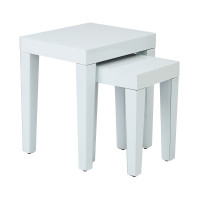 OSP Home Furnishings REF19-WH Reflections Nesting Tables with White Glass Finish- Assembled